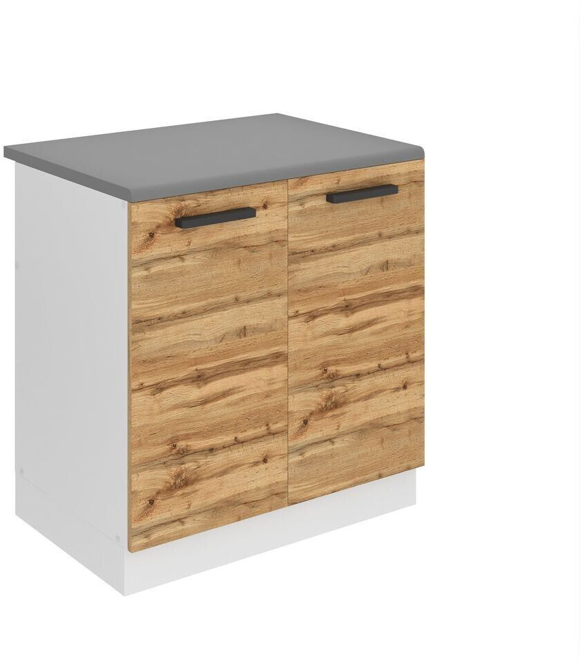 Belini Kitchen base cabinet, sink base cabinet 80 cm wide. SDZ kitchen base cabinet with worktop. Sink cabinet with 2 doors, Wotan oak
