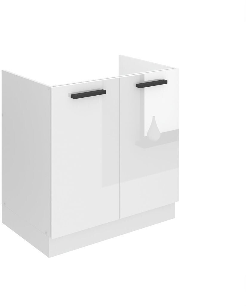 Belini Kitchen base cabinet, sink base cabinet 80 cm wide. SDZ kitchen base cabinet without worktop. Sink cabinet with 2 doors, high gloss white