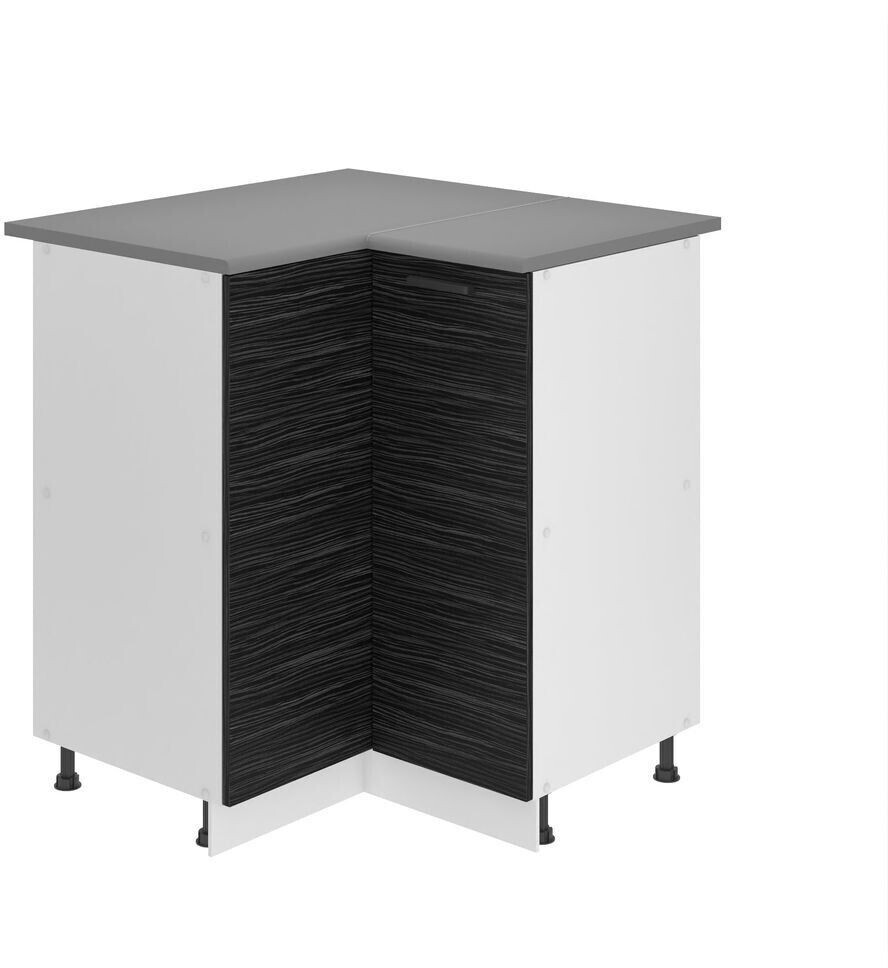 Belini Kitchen base cabinet 90 cm wide. SNP kitchen base cabinet with worktop. Corner kitchen cabinet with 1 door, royal ebony