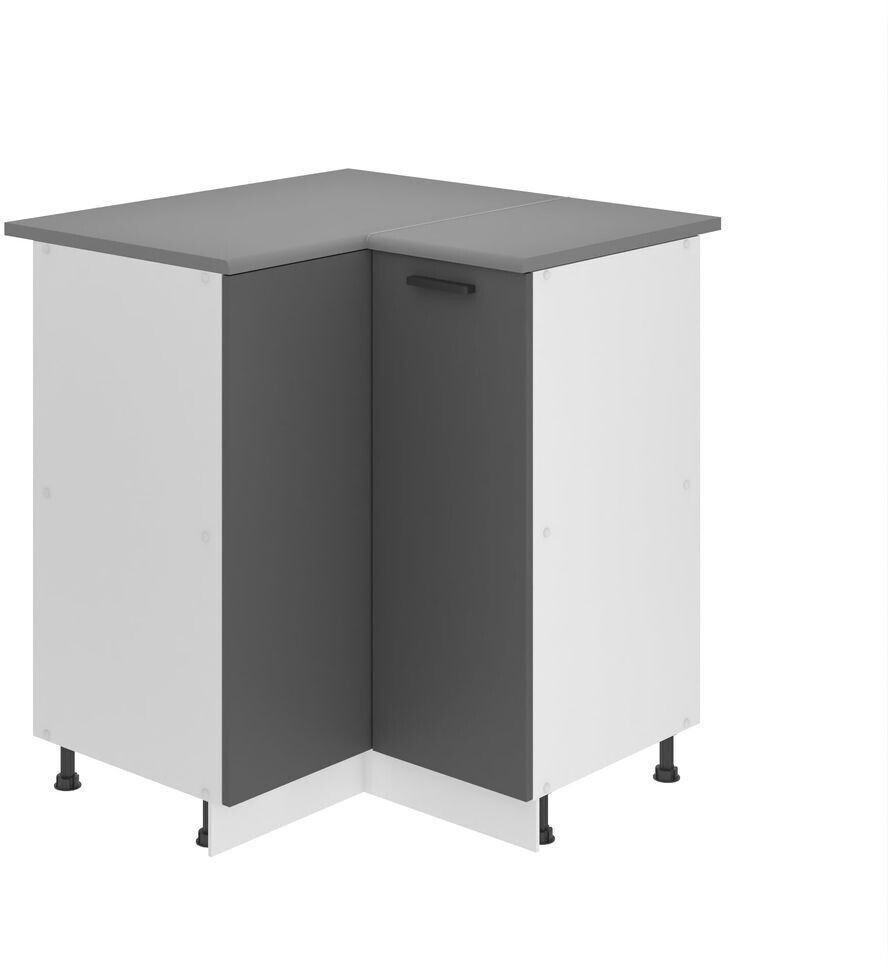 Belini Kitchen base cabinet 90 cm wide. SNP kitchen base cabinet with worktop. Kitchen corner cabinet with 1 door, matt silver