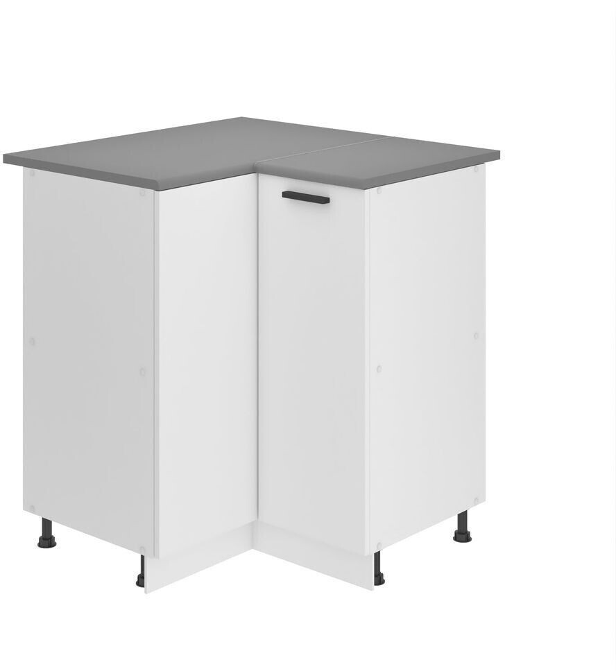 Belini Kitchen base cabinet 90 cm wide. SNP kitchen base cabinet with worktop. Kitchen corner cabinet with 1 door, matt white