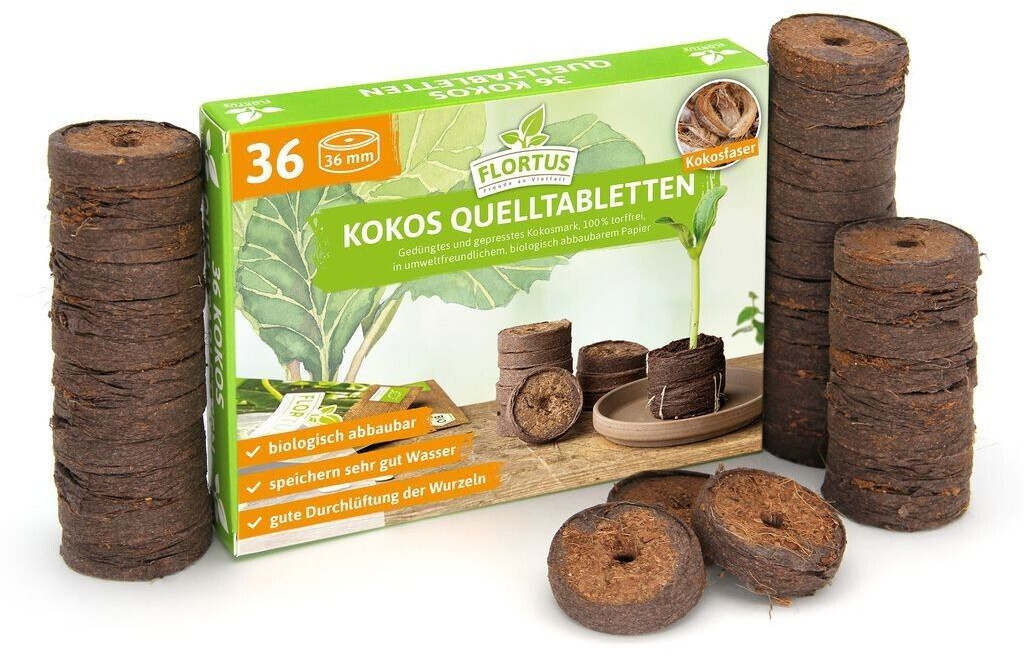 FLORTUS FLORTUS Kokos Quelltabletten mit NPK Dünger 36 Stk. (36 mm) - Product image 1 of 5