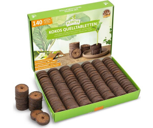 FLORTUS Kokos Quelltabletten aus Anzuchterde mit NPK Dünger 140 Stk. (36 mm)