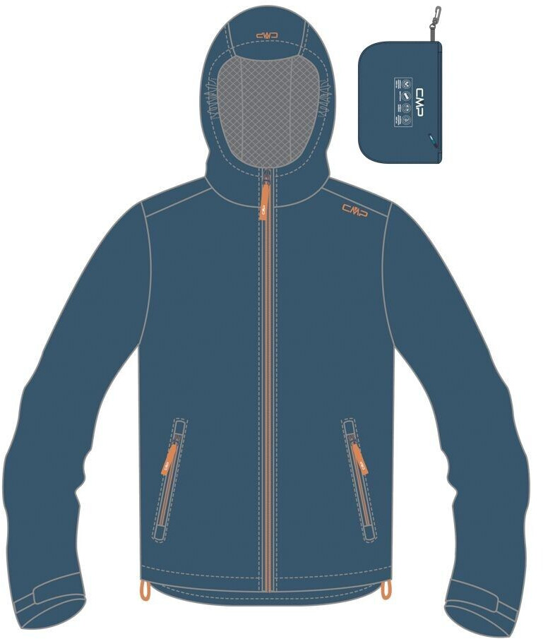 CMP Boy Rain Jacket Fix Hood Youth (39X7984) bluestee