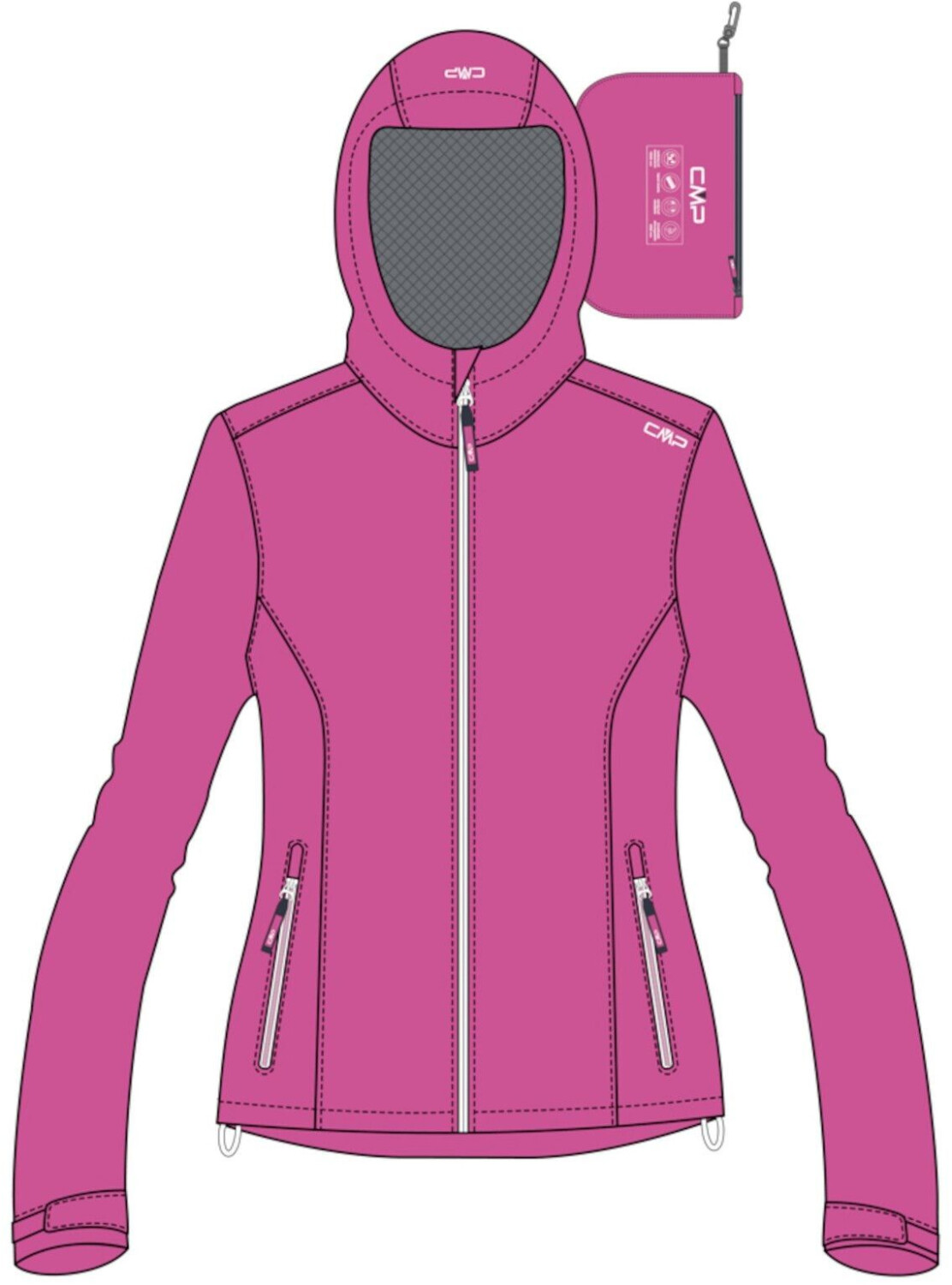 CMP Girl's Waterproof Jacket in Ripstop (39X7985) fuxia