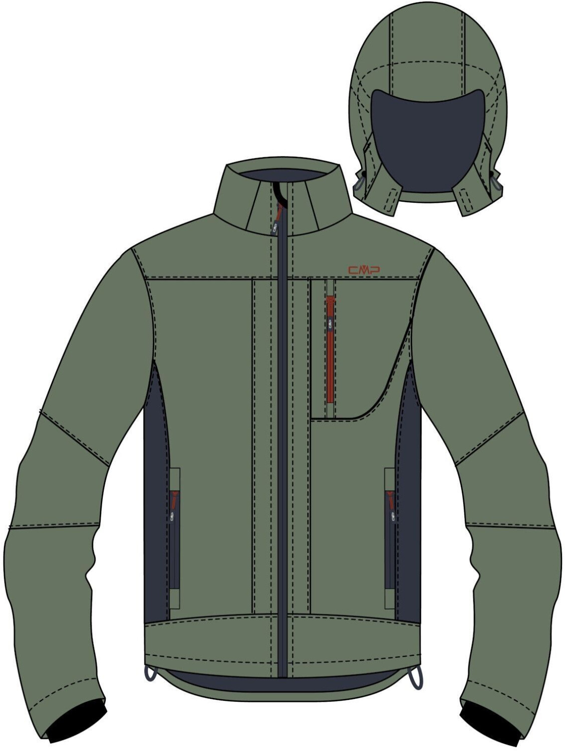 CMP Zip Hood (3A01787N) salvia