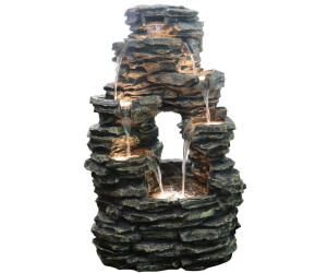 Dehner Gartenbrunnen Salto mit LED Beleuchtung Polyresin grau (6742464