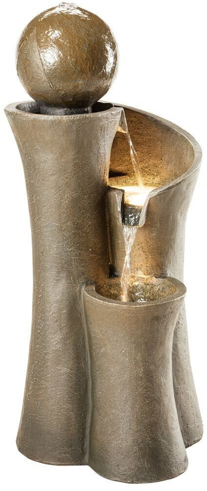 Dehner Gartenbrunnen Acapulco mit LED Beleuchtung Polyresin grau/braun