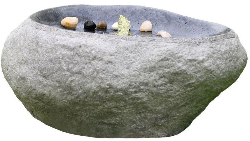 Dehner Gartenbrunnen Rock mit LED Beleuchtung Polyresin grau (4280863