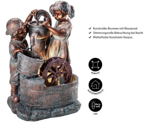 Dehner Gartenbrunnen Lea und Leon mit LED Beleuchtung Polyresin