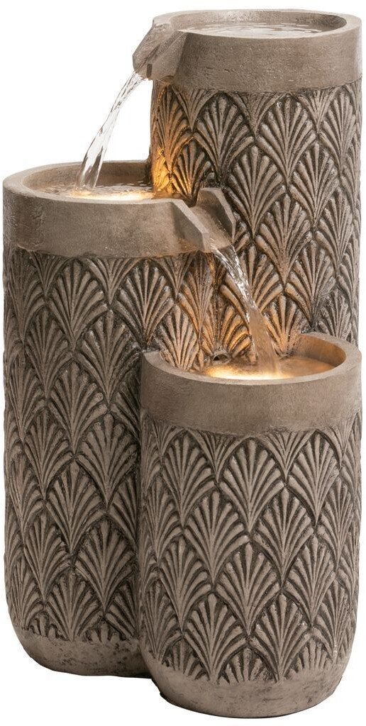Dehner Gartenbrunnen Palermo mit LEDBeleuchtung Polyresin grau