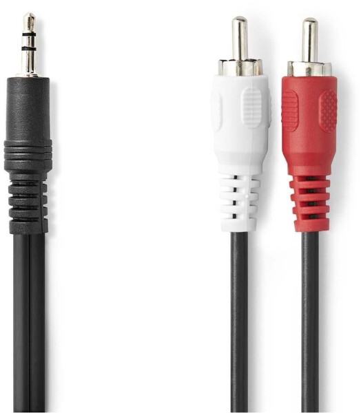 Nedis Stereo-Audiokabel 3.5 mm Stecker 2x RCA Stecker Vernickelt 3.00 m Rund Schwarz L (3 m, 3.5mm Klinke (AUX)), Audio Kabel