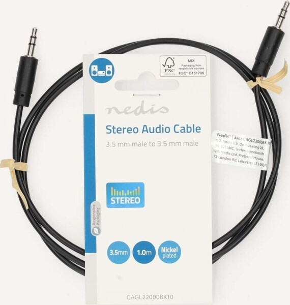 Nedis Stereo-Audiokabel 3.5 mm Stecker 3.5 mm Stecker Vernickelt 1.00 m Rund Schwarz L (1 m), Audio Kabel, Bild 3