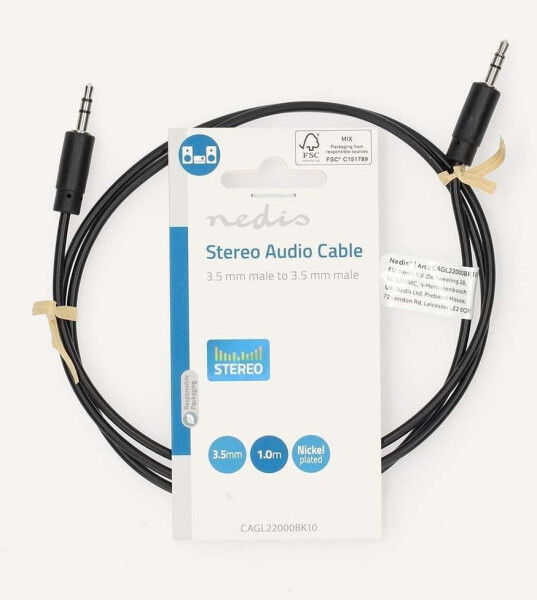 Nedis Stereo-Audiokabel 3.5 mm Stecker 3.5 mm Stecker Vernickelt 1.00 m Rund Schwarz L (1 m), Audio Kabel, Bild 4