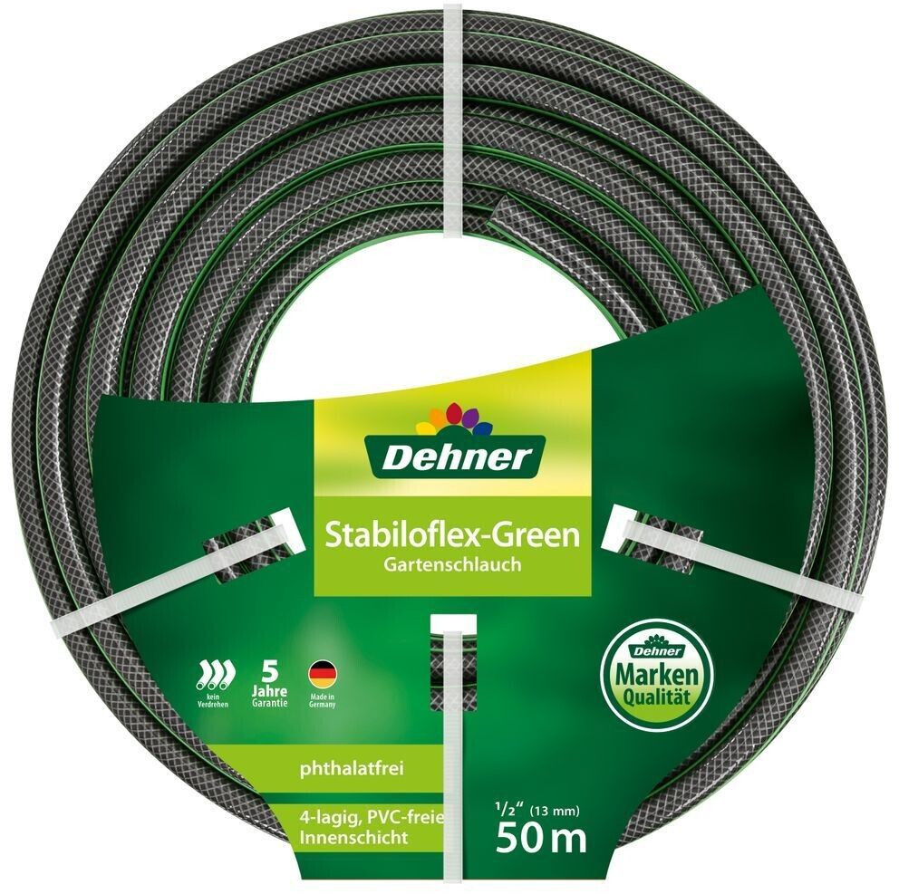 Dehner Gartenschlauch Stabiloflex Ø 13 mm 50 m 1/2 Zoll Kunststoff grün
