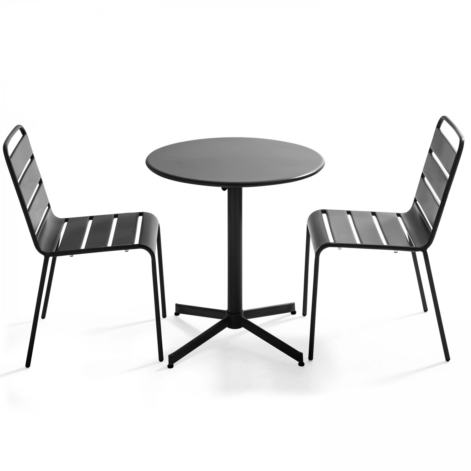 Oviala Ensemble table ronde et 2 chaises métal