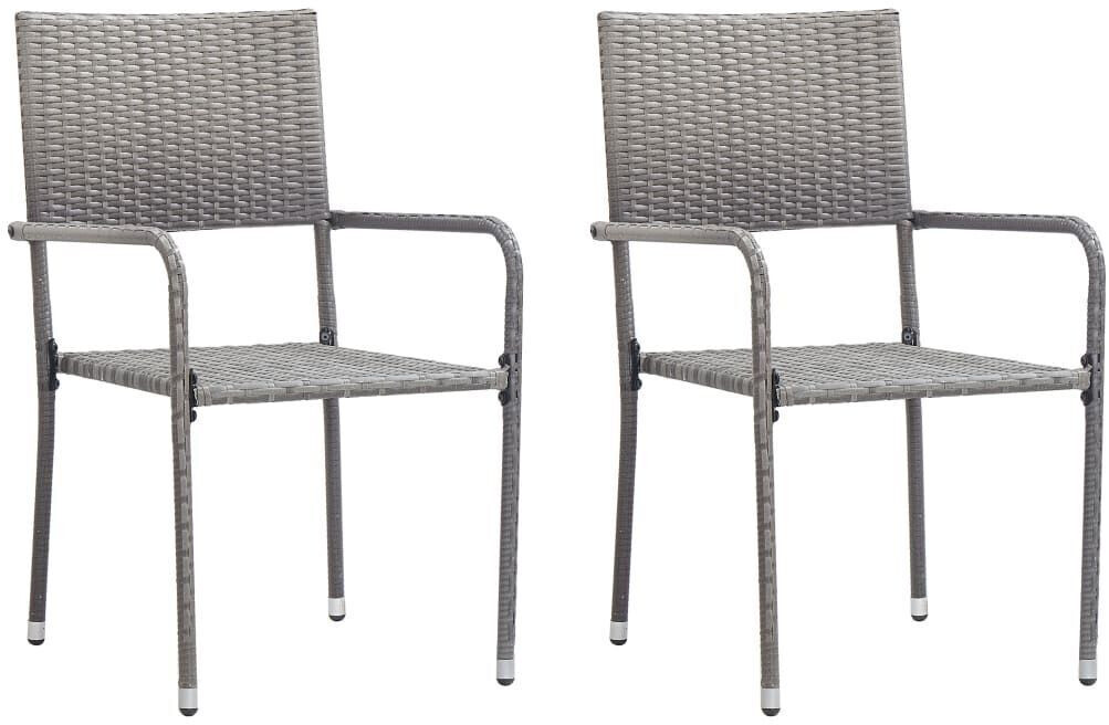 vidaXL Gartenstuhl 2er Set Polyrattan grau (46412) ab 65,99