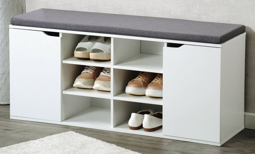 Kesper Shoe cabinet with seat cushion, white chipboard W/H/D: approx. 103x48x30.5 cm