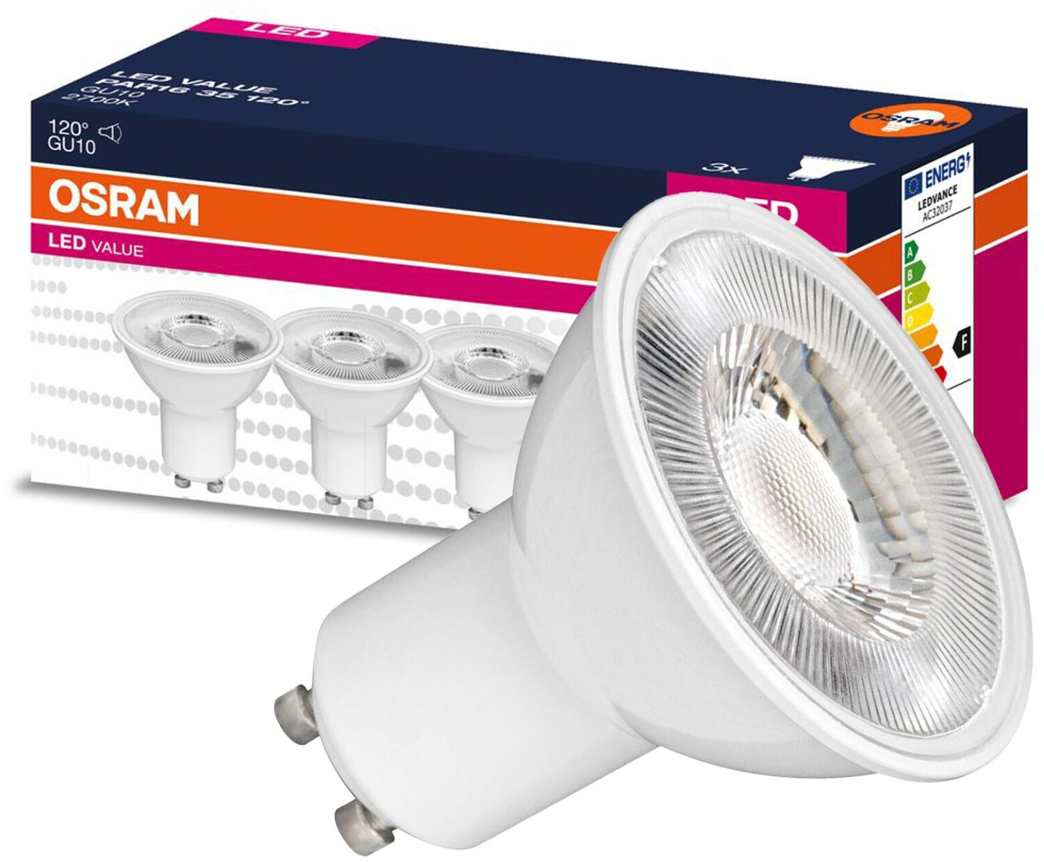 Osram 3er-Set LED Strahler VALUE PAR16 3.5W GU10 warmweiss, wie 35W Halogen-Spot ab 3,88 € (Oktober 2026)