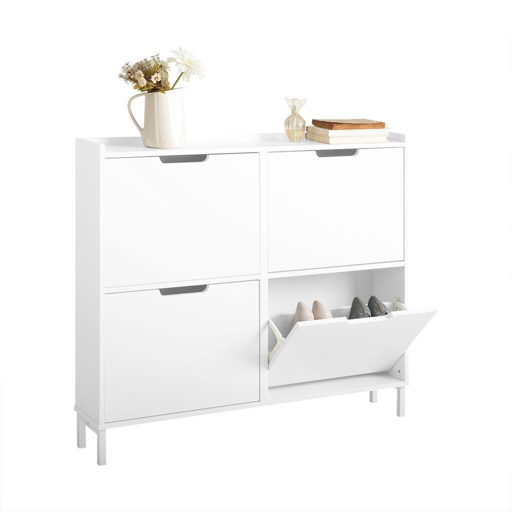 SoBuy FSR100-W shoe dumper with 4 flaps white 100x91x19cm