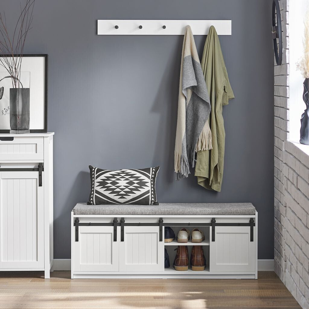 SoBuy FSR133-W shoe cabinet with narrow seat 120x45x35cm