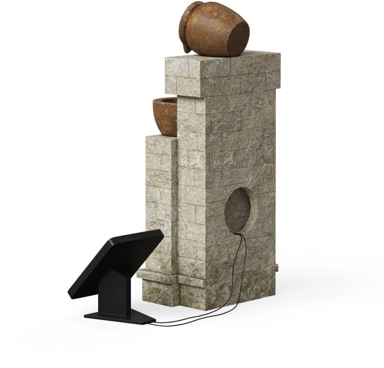 Teamson Fontaine de jardin cascade avec batterie LED