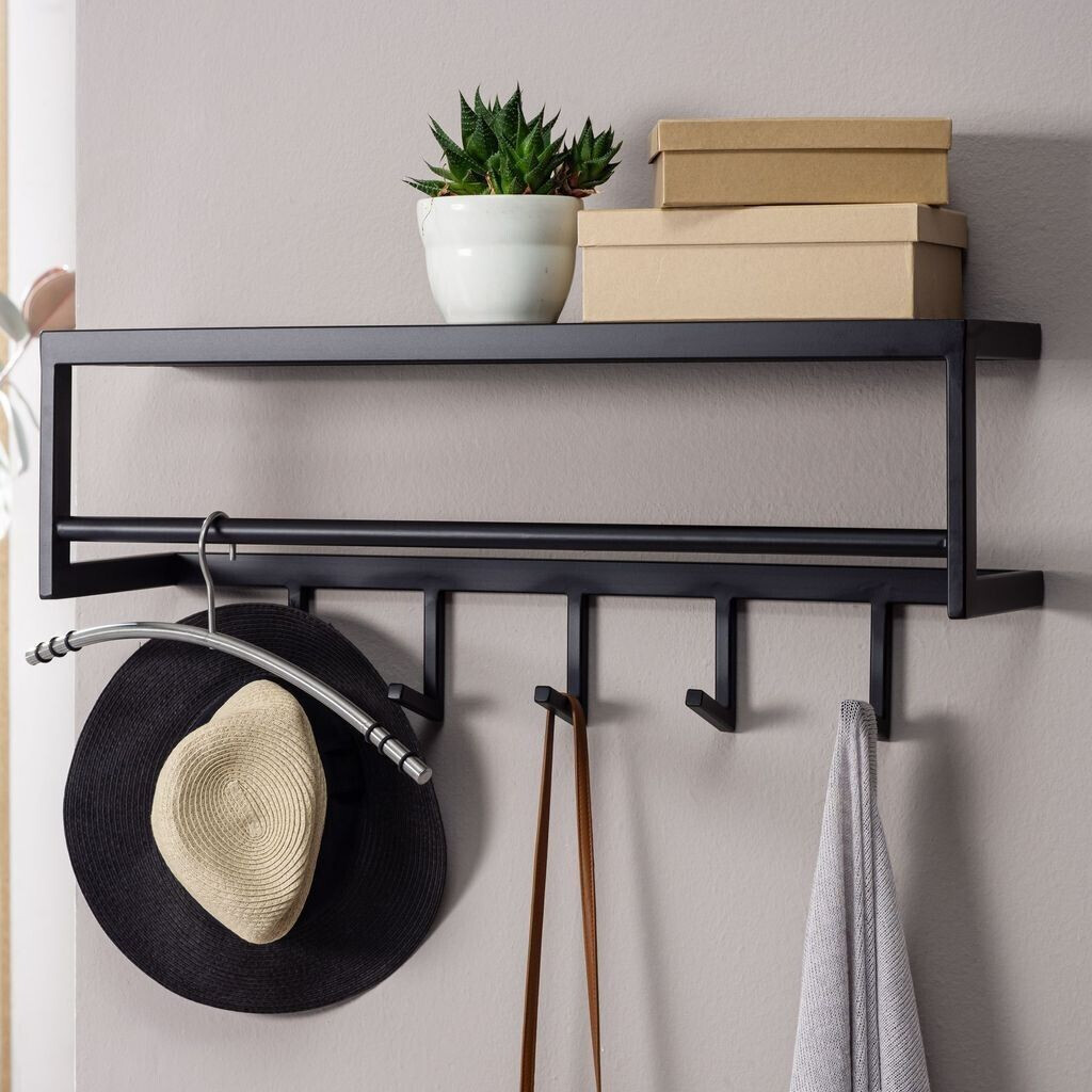 Finebuy Wall coat rack metal black 70x20x20