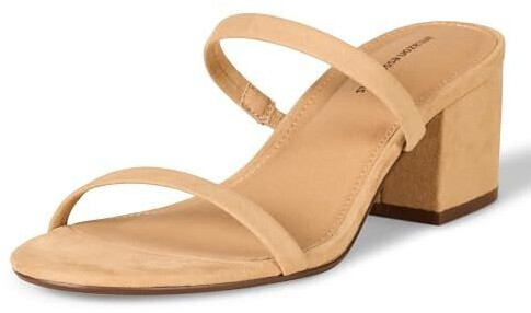 Amazon Essentials Thin slide sandal with two straps and heel light brown