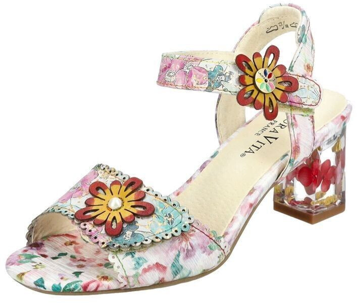 Laura Vita Leather Textile Sandals red cherry
