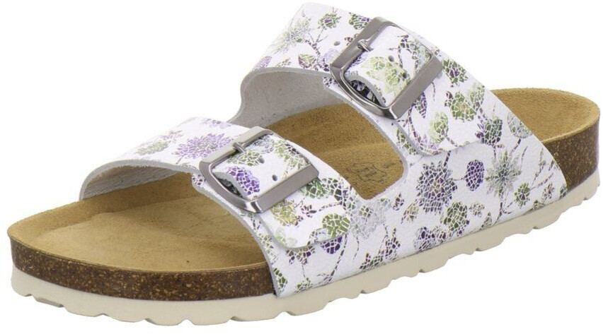 AFS Leather Pantolette with Footbed flower-marine