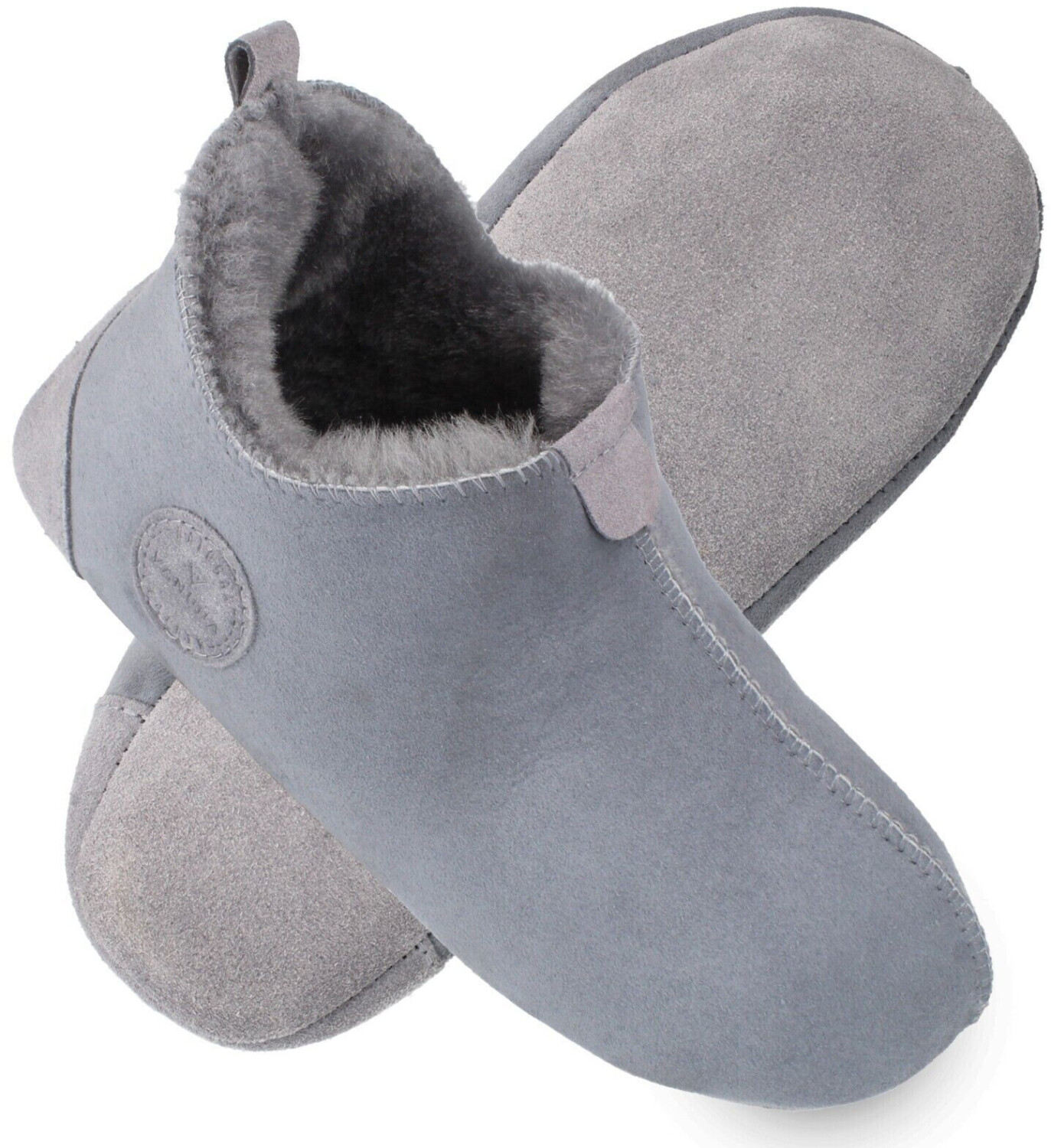 VANUBA OXFORD Women's Slipper Genuine Leather Cabin Shoes Winter Slippers Lined grey
