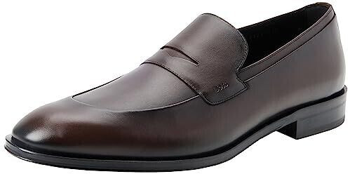 Hugo Boss Derrek Loaf Loafer made of Italian leather with vamp insert and logo detail brown