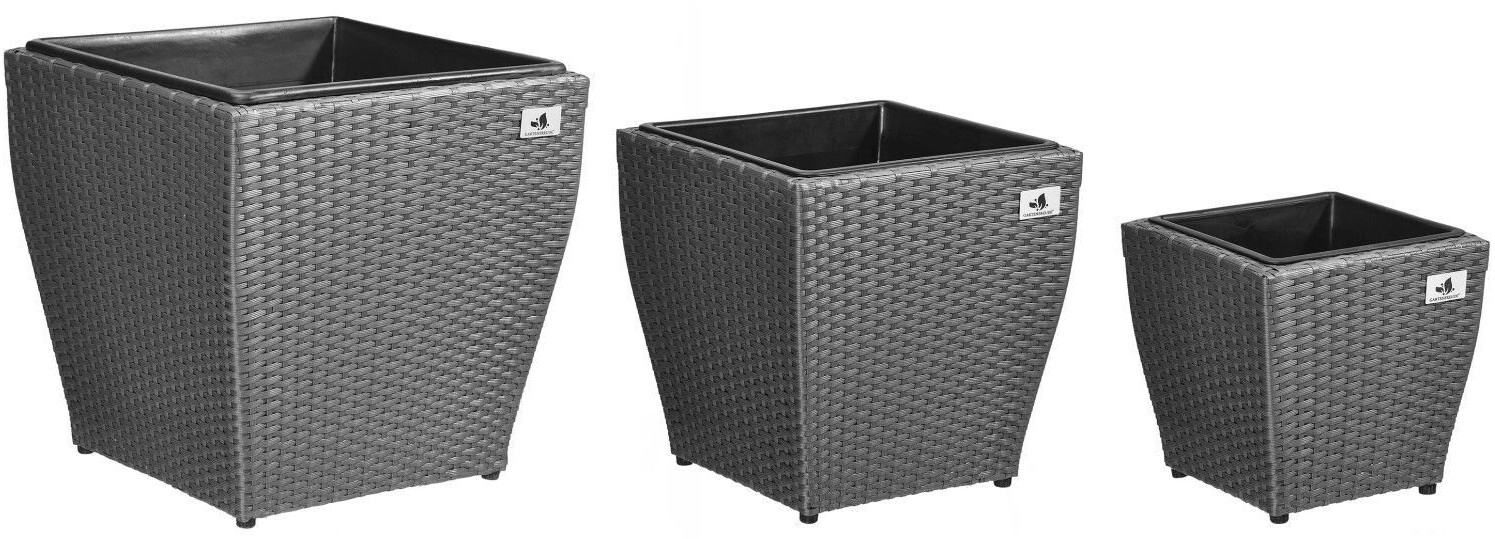 Gartenfreude Pflanzkübel Polyrattan Größe L 3erSet Grau ab 90,30