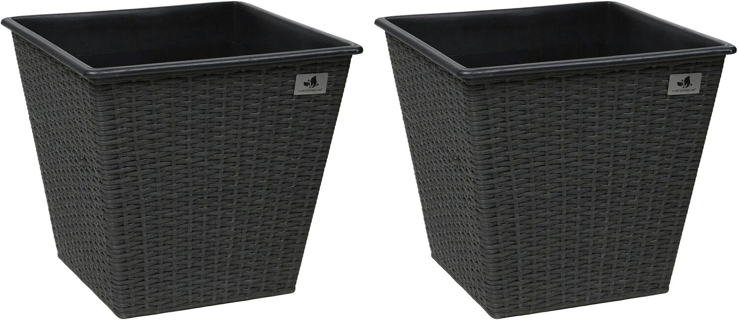 Gartenfreude Planter polyrattan conical 32x32cm set of 2