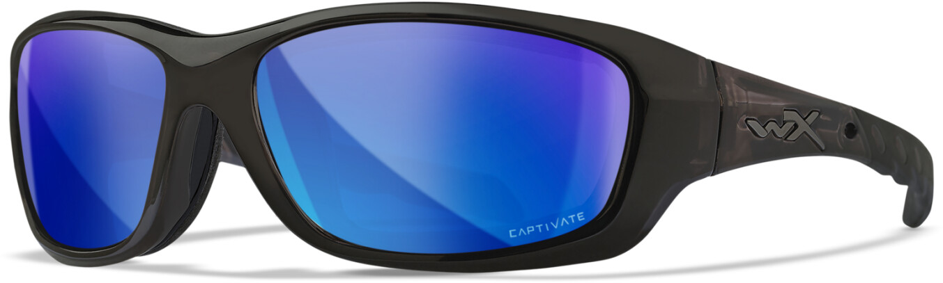 WileyX WX Gravity black crystal/CAPTIVATE polarized blue mirror