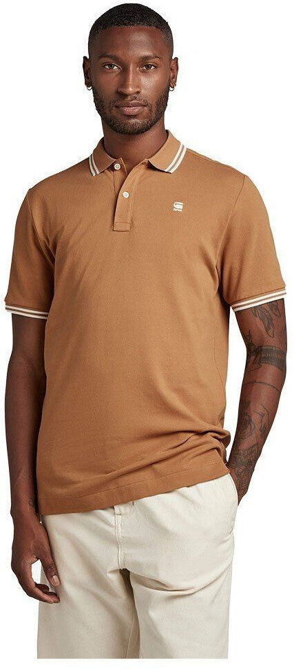 G-Star Dunda Slim Stripe Short Sleeve Polo Shirt (D17127-5864-388) brown