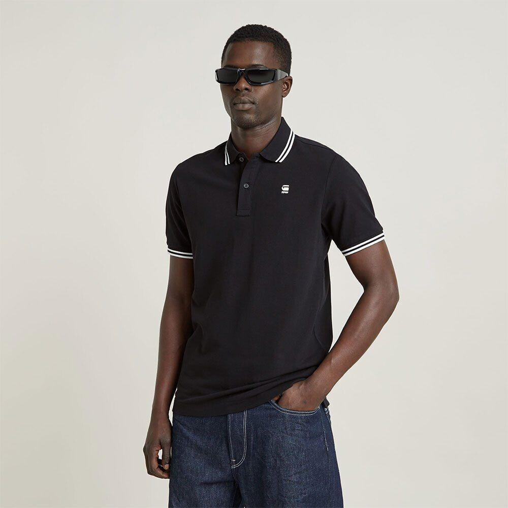 G-Star Dunda Slim Stripe Short Sleeve Polo Shirt (D17127-5864-648) black