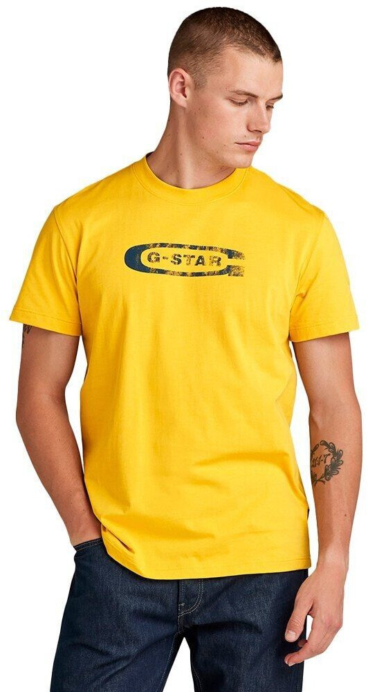 G-Star Distressed Old School Logo Short Sleeve T-Shirt (D24365-336-348) yellow