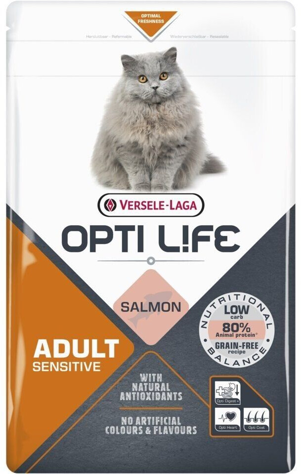 Versele-Laga Opti Life Adult Sensitive croquettes pour chat saumon (2,5 kg)