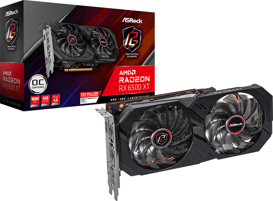 ASRock Radeon RX 6500 XT Phantom Gaming OC 8 Go