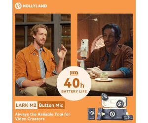 Hollyland Lark M2 Micrófono Inalambrico Solapa Compatible con Teléfonos Android, iPhone 15, 300 m, Hi-Fi Audio, Cancelación de Ruido, 30H Duración, Micrófono Inalámbrico para Livestream Vlog - Negro