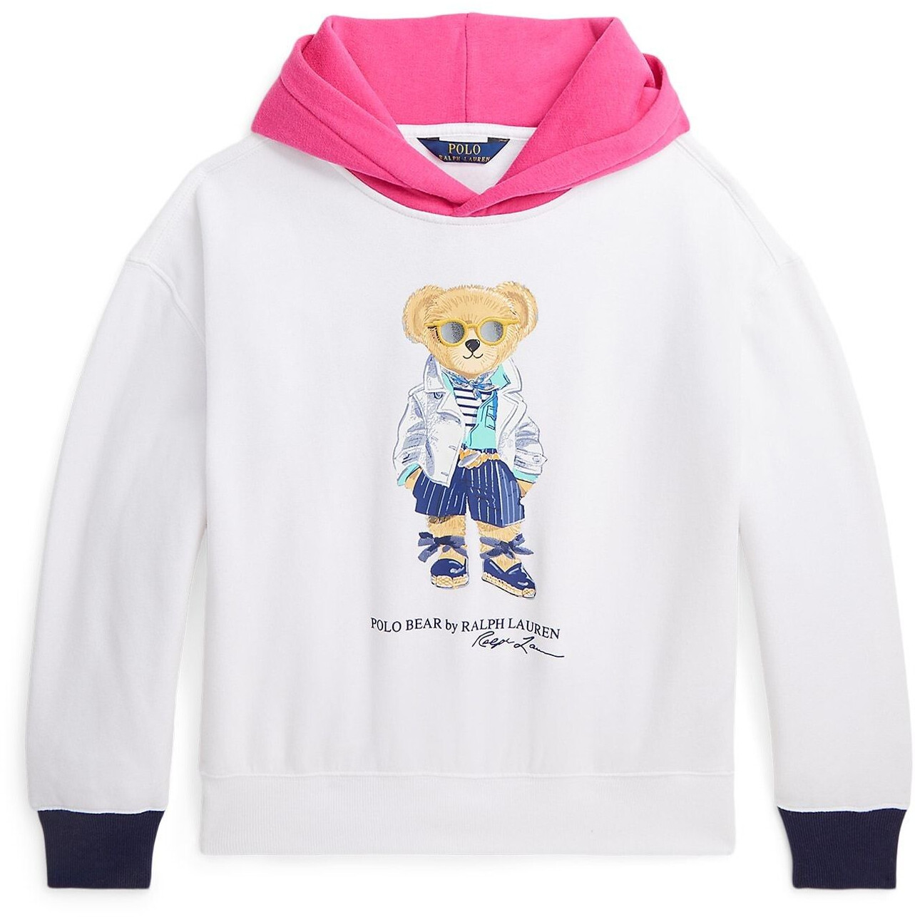 Ralph Lauren Fleece hoodie with Polo Bear white (660605)