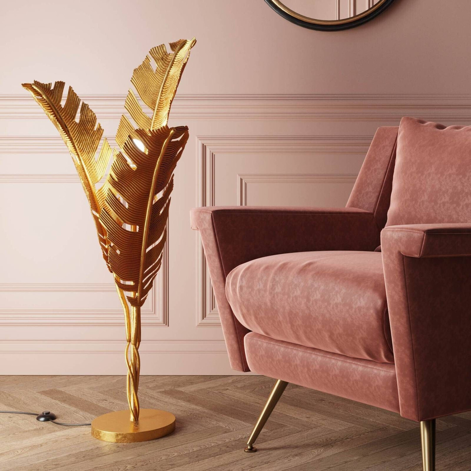 KARE Akile floor lamp in leaf design height 123 cm