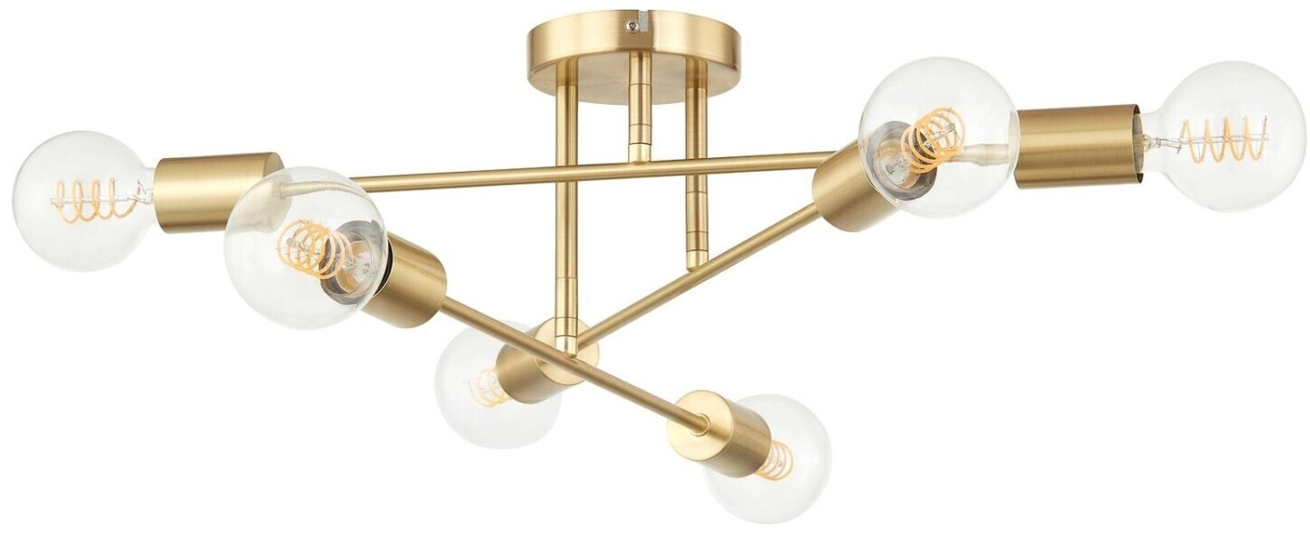 Lindby Aloria ceiling light, six-bulb, gold