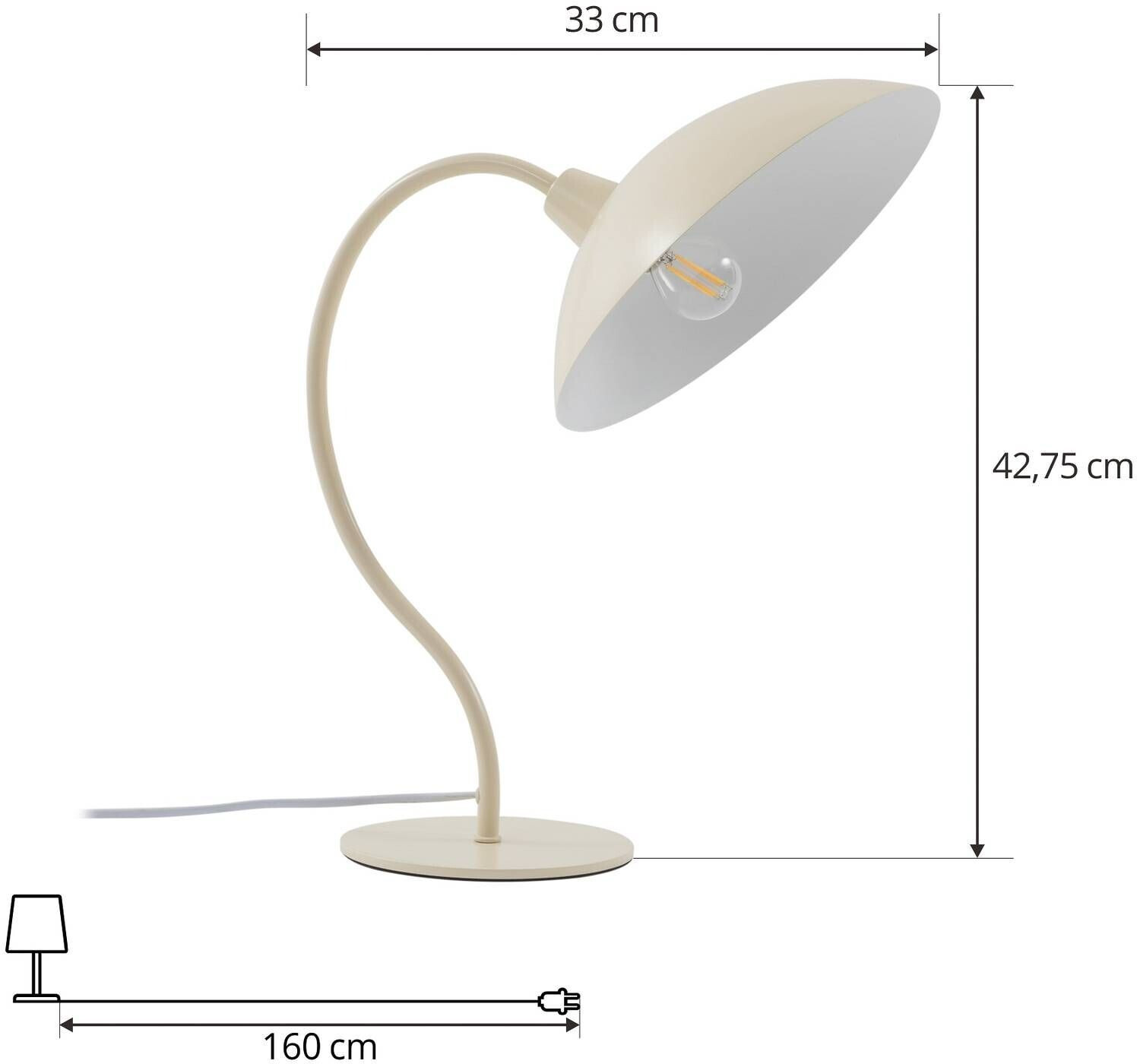 Lucande Arvadon table lamp made of metal, beige