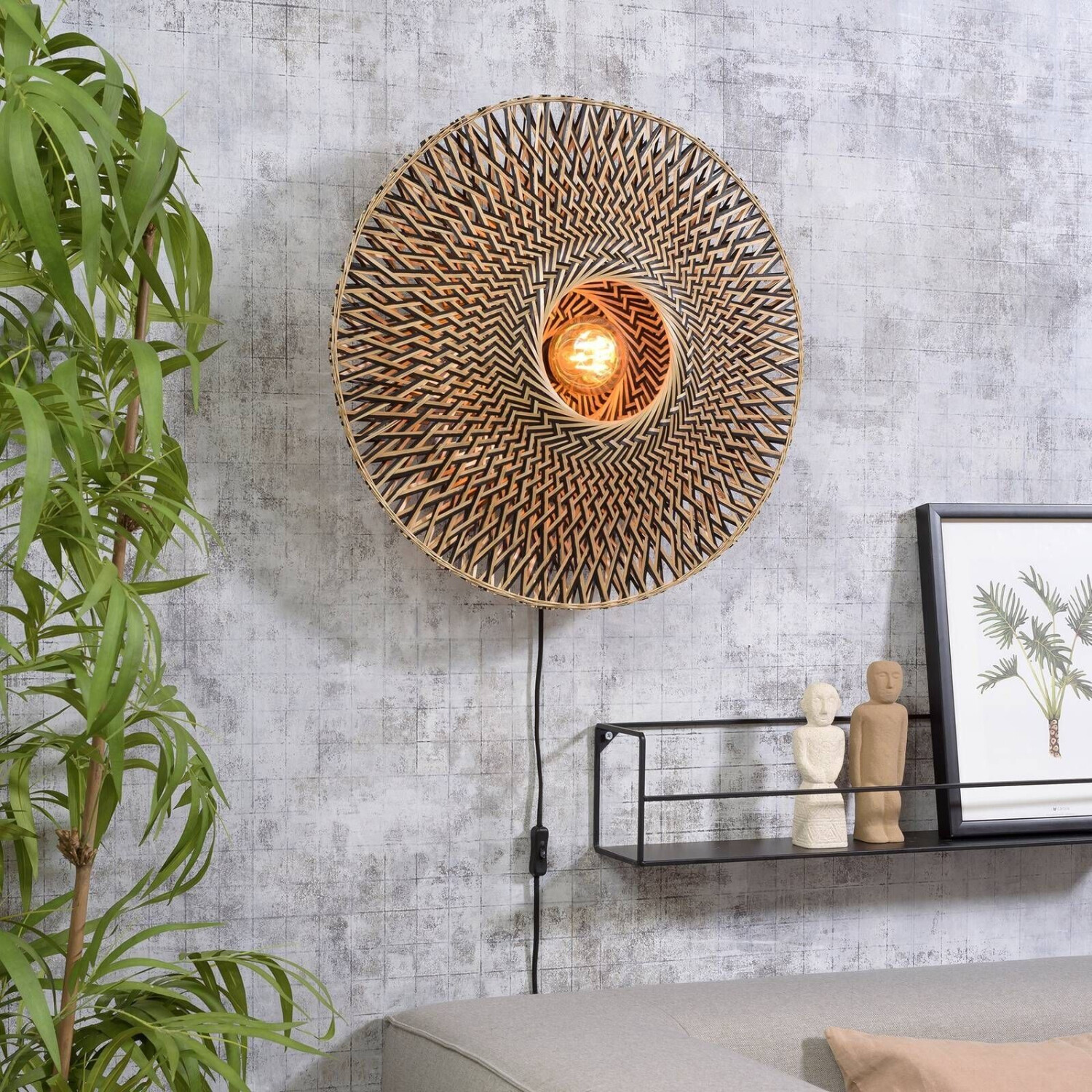 Good&Mojo Bali wall light made of bamboo, Ø 60 cm