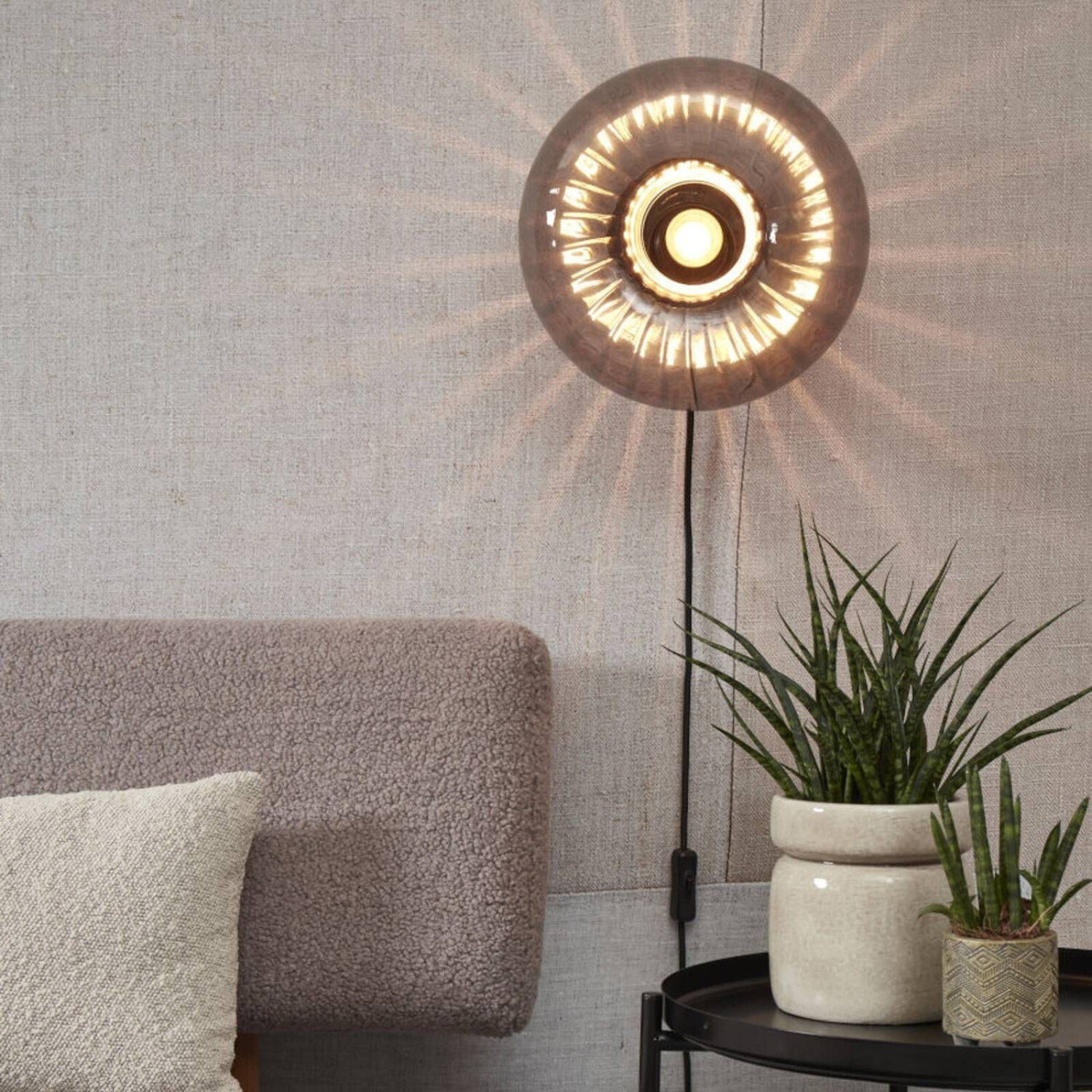 It's About RoMi Brussels wall light black/smoke