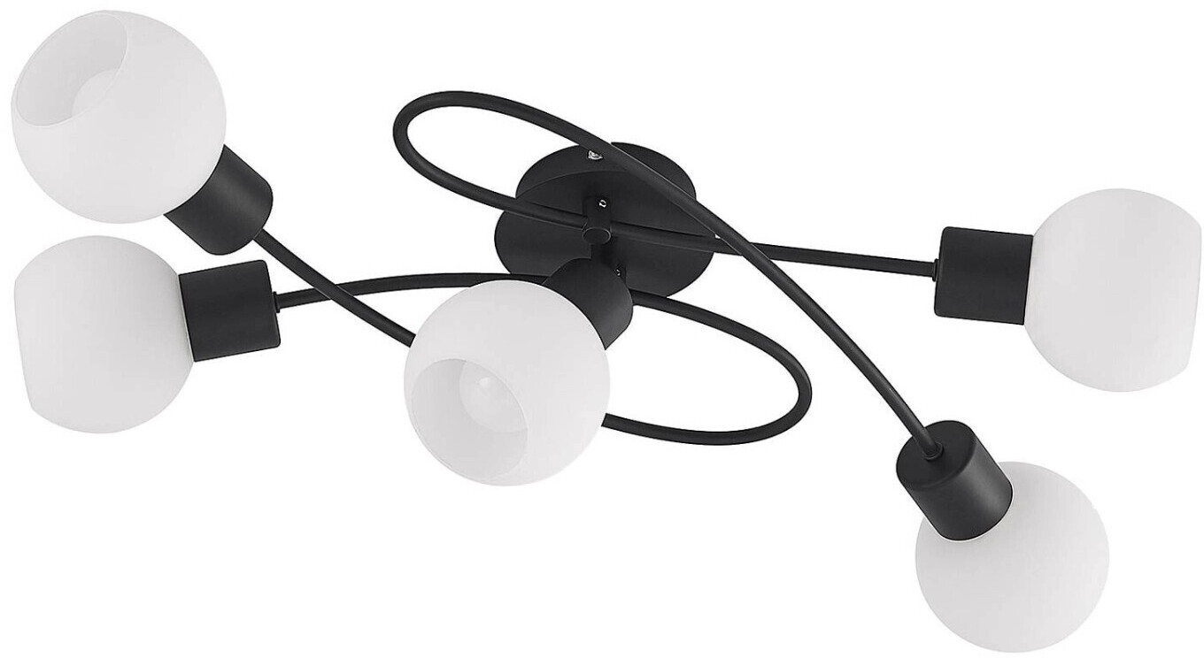 Lindby Ceiling lamp Elaina 5 bulbs long, black white