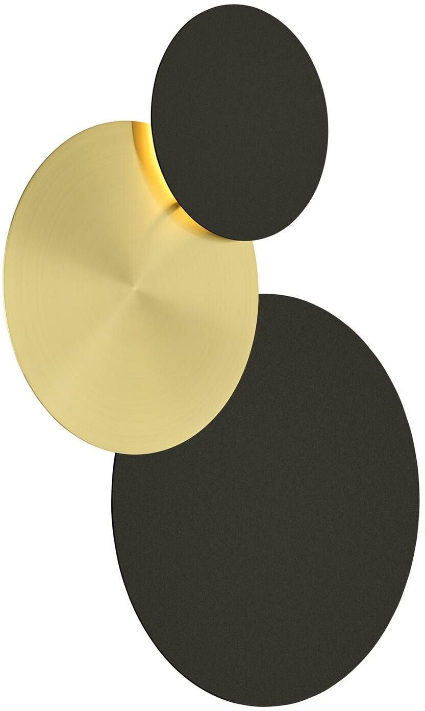 HELL Tilda LED wall light, round 3-bulb, black/gold