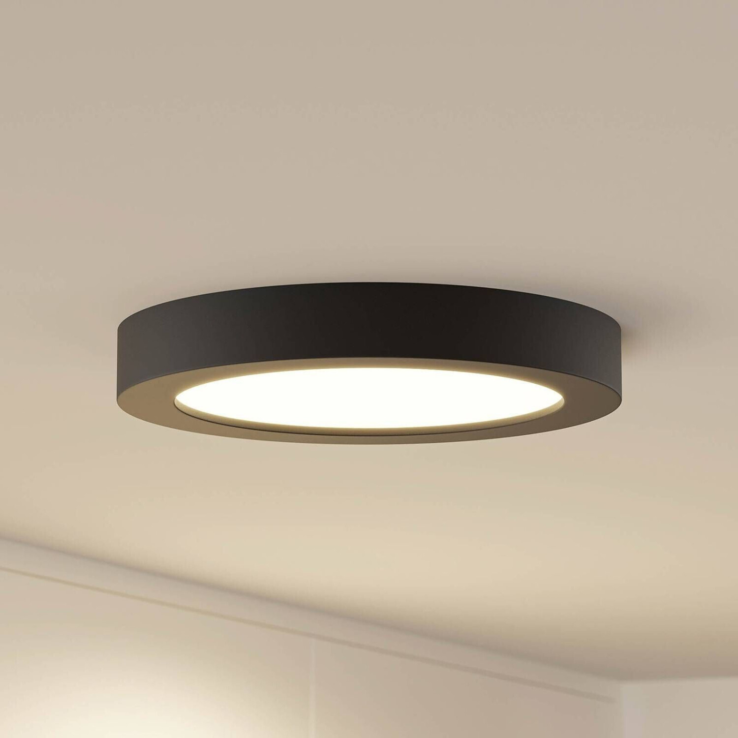 PRIOS Edwina LED ceiling lamp, black, 24.5 cm, CCT, dimmable